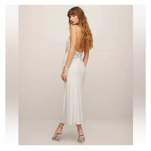 Reformation Breslin Dress in Silver Sparkles NWT